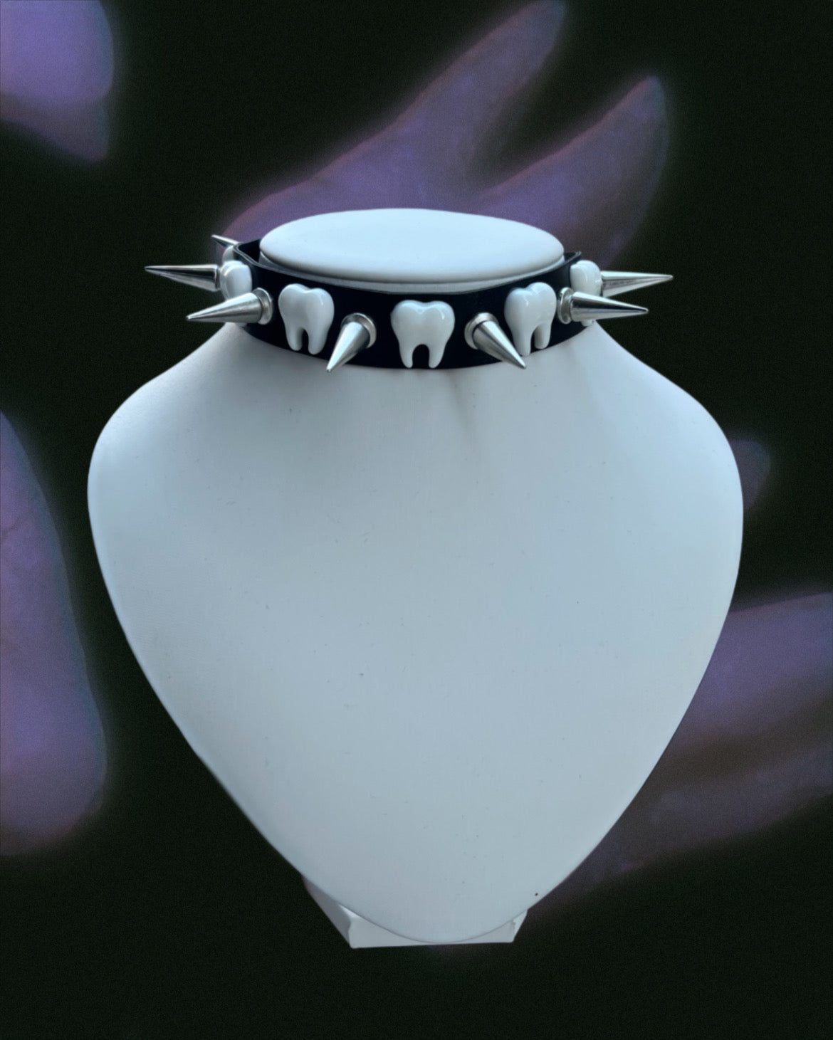 spiked teeth studded pu choker