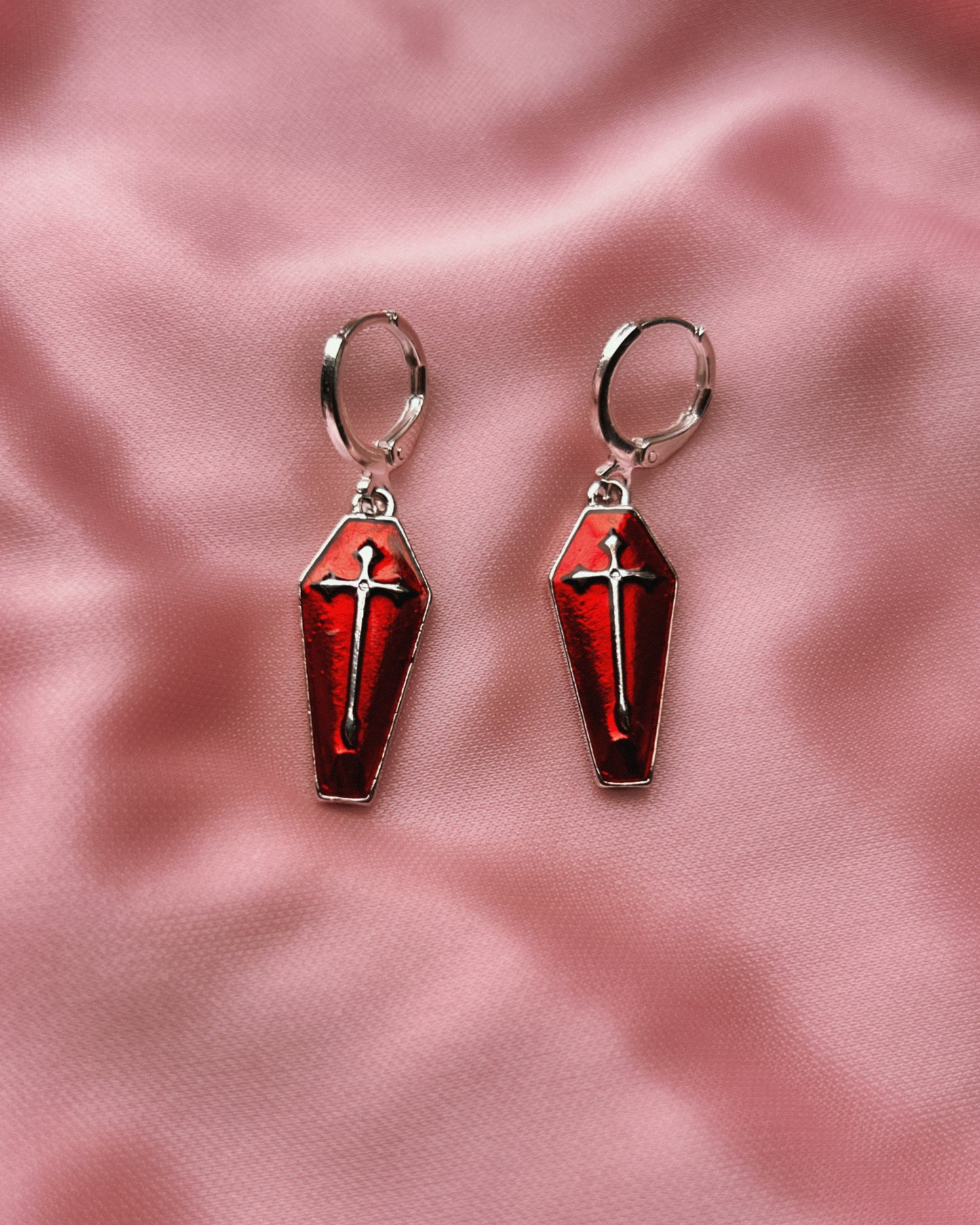 crossed coffin earrings
