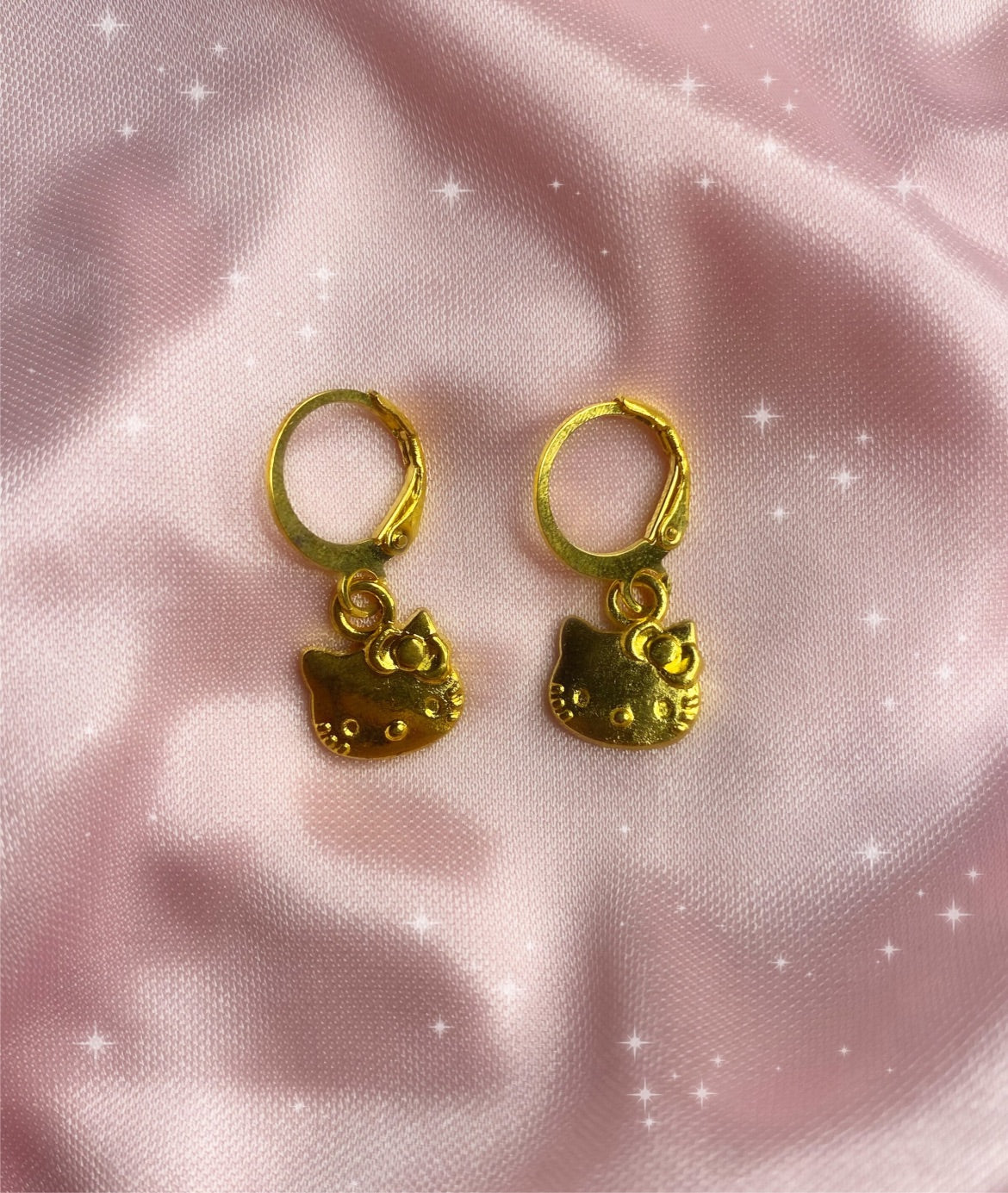dainty kitty drop earrings
