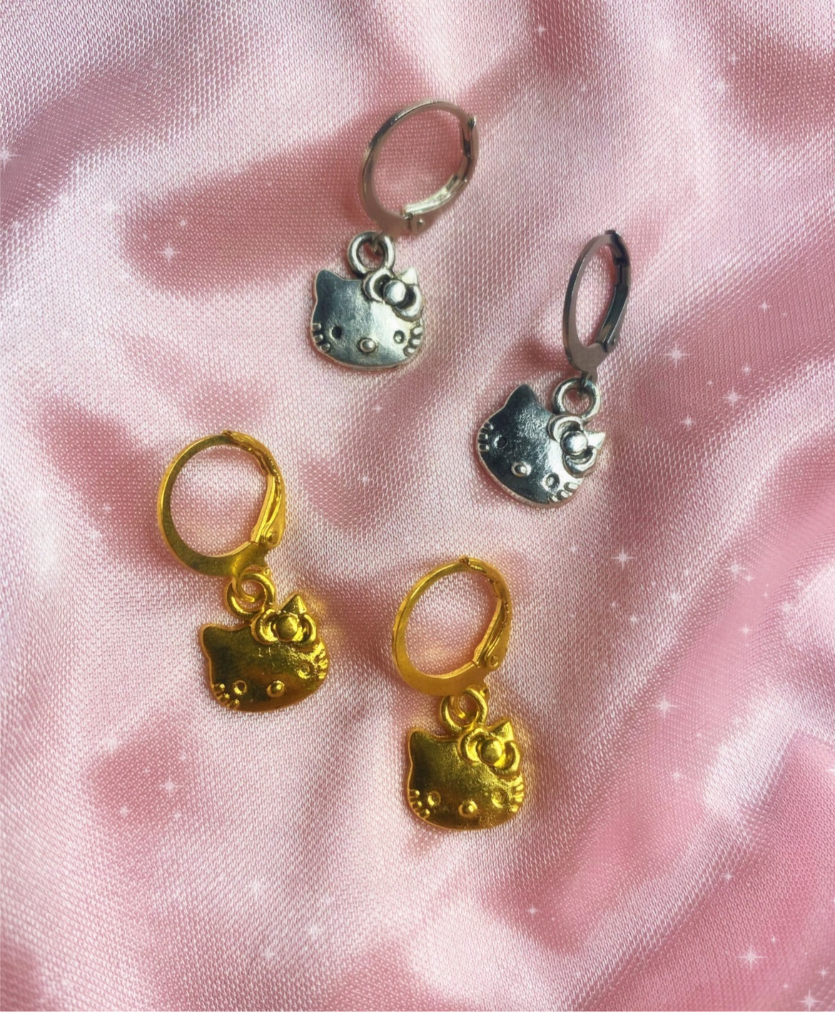 dainty kitty drop earrings