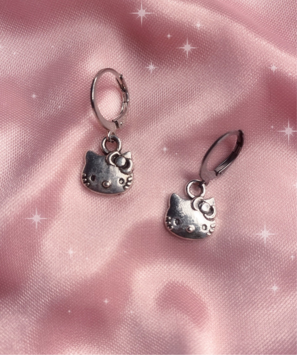 dainty kitty drop earrings